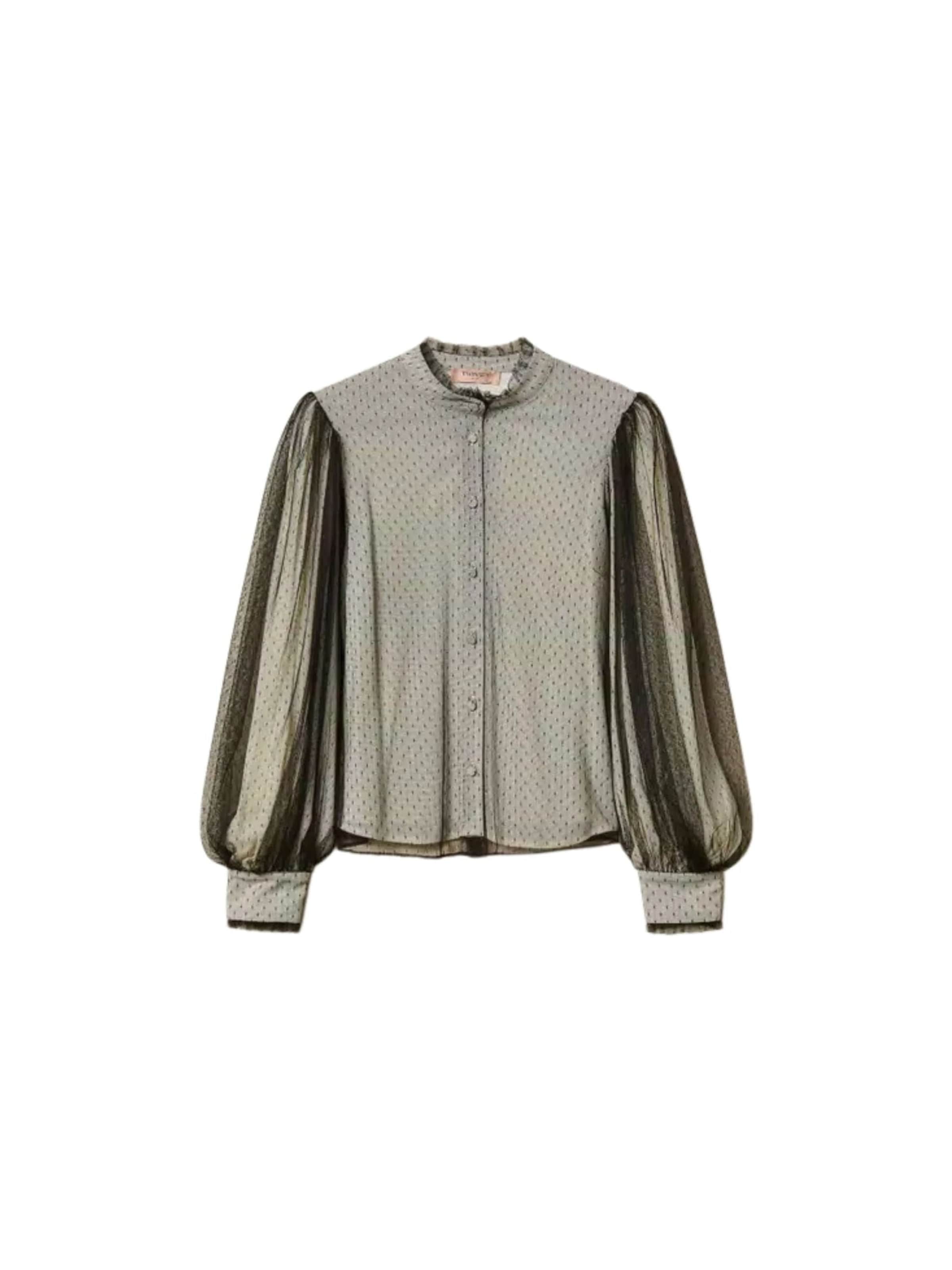 Camicia da donna 'Crêpe de Chine and plumetis tulle shirt' di Twinset in bianco: frontale