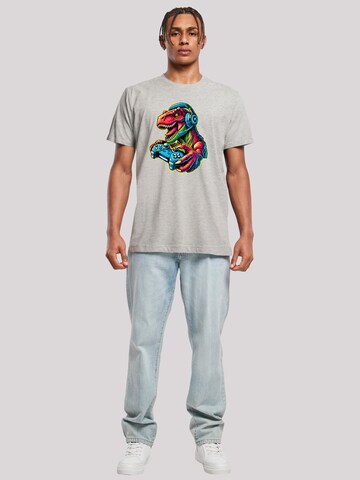T-Shirt 'Dinosaurier Gamer' F4NT4STIC en gris