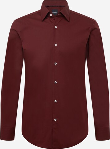BOSS Slim fit Button Up Shirt 'HANK' in Red: front