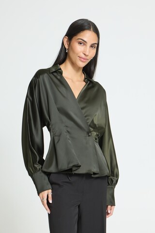 ICHI - Blusa 'RUTH' en marrón: frente