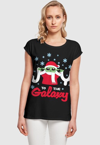 ABSOLUTE CULT Shirt 'The Mandalorian - Joy To The Galaxy' in Zwart: voorkant