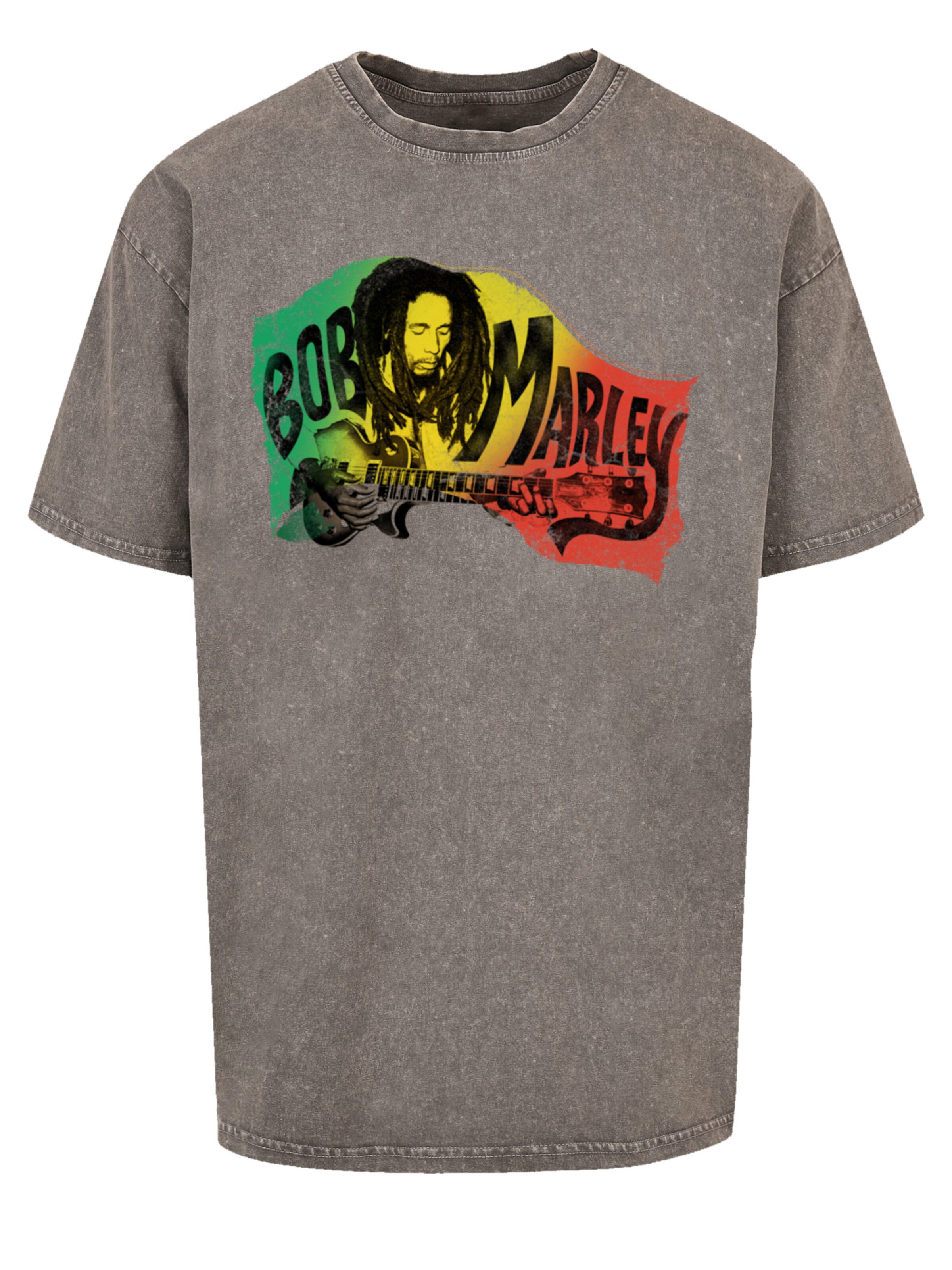 F4NT4STIC Shirt 'Bob Marley Chords Reggae Music' in Grijs: voorkant
