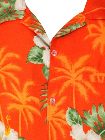King Kameha Shirt 'Small Flower'‌‌‌‌‌‌‌‌ in Orange
