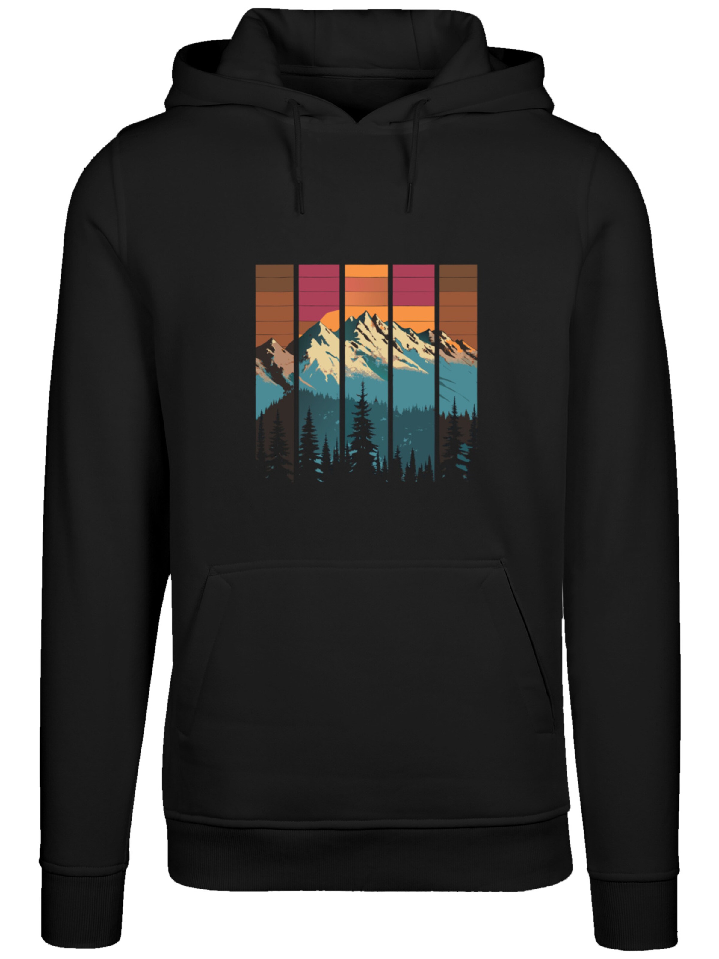 F4NT4STIC Sweatshirt 'Berg Sonnenuntergang Retro' in Black: front