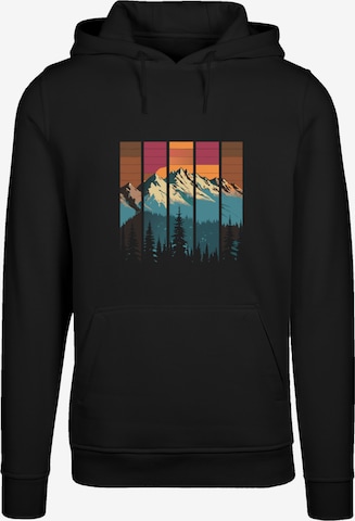 F4NT4STIC Sweatshirt 'Berg Sonnenuntergang Retro' in Schwarz: Vorderseite