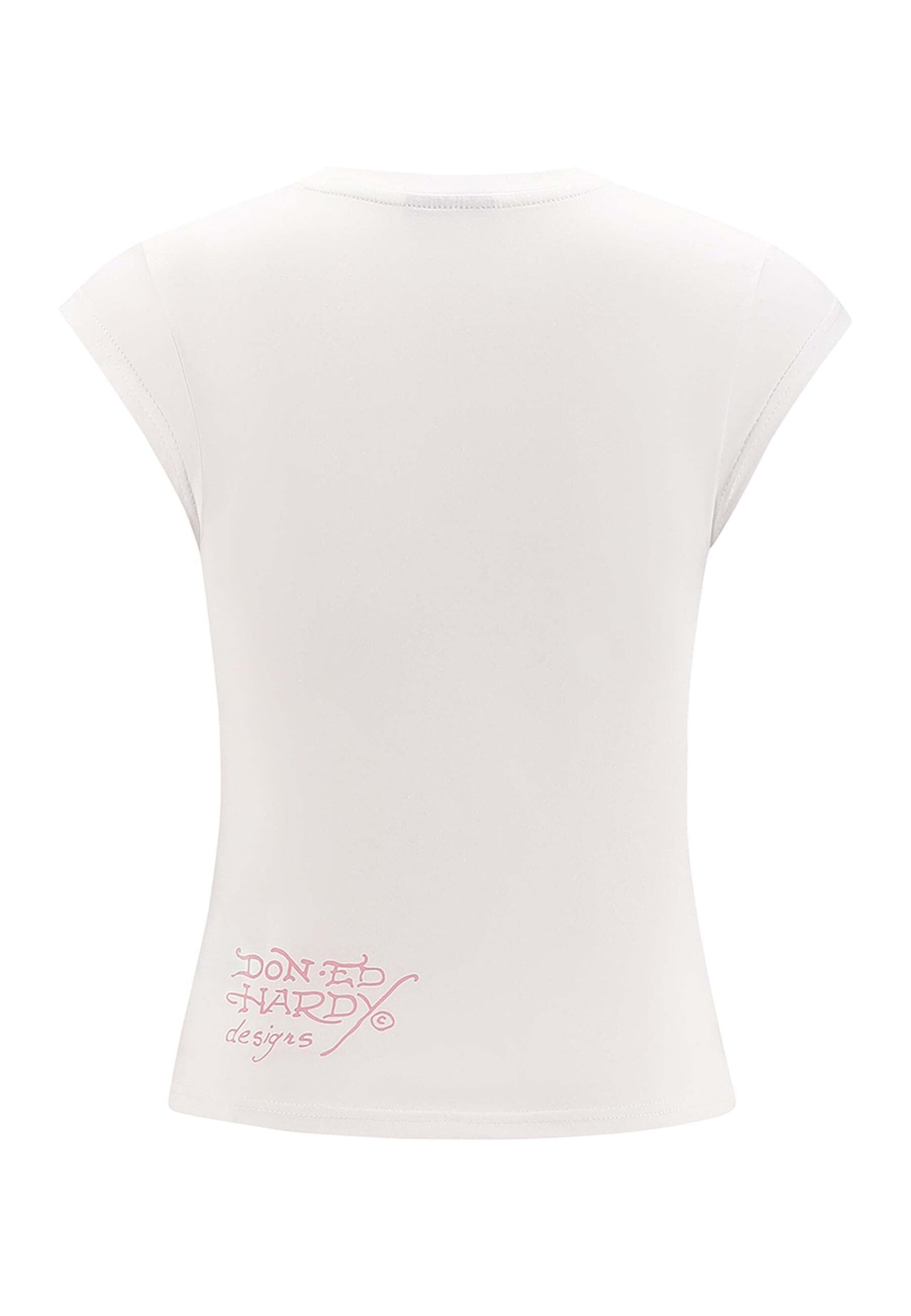 Ed Hardy T-Shirt 'Koi Fisch Steinen' in Weiß