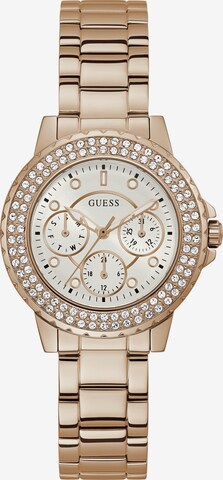 GUESS Analoog horloge 'CROWN JEWEL' in Goud: voorkant