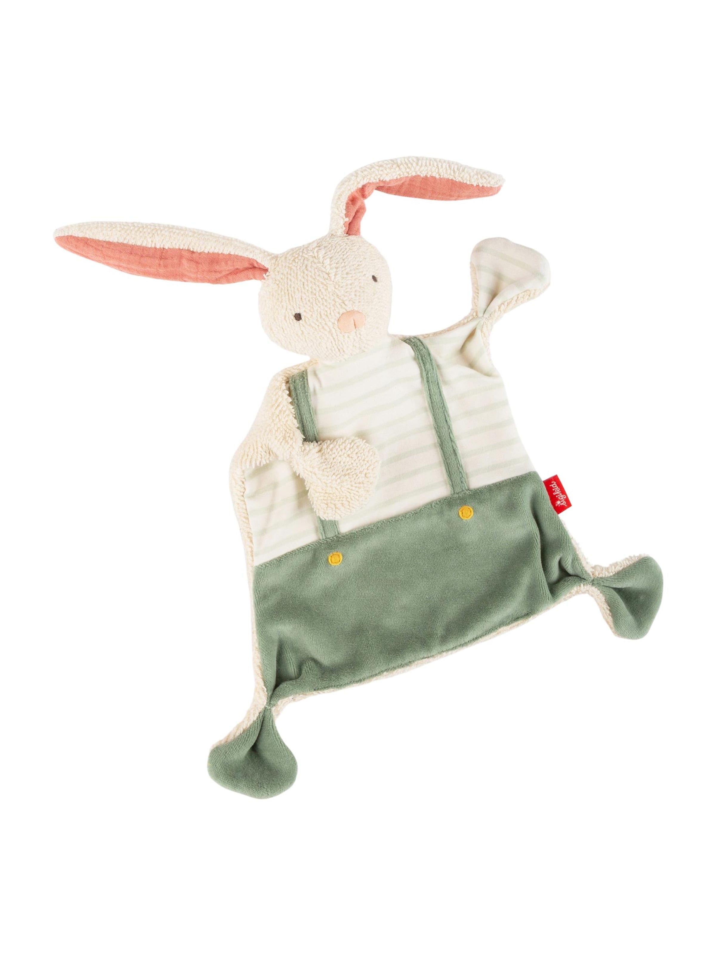 SIGIKID Stuffed animals 'Schnuffeltuch Hase grün' in Beige: front