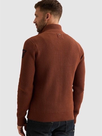 PME Legend - Jersey 'Pullover with half-zip and mixed textures' en marrón