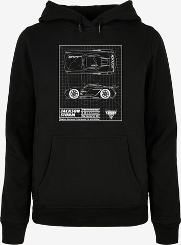 ABSOLUTE CULT Sweatshirt 'Cars -Jackson Storm Blueprint' in Zwart: voorkant