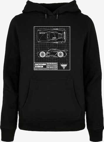 ABSOLUTE CULT Sweatshirt 'Cars -Jackson Storm Blueprint' in Schwarz: predná strana