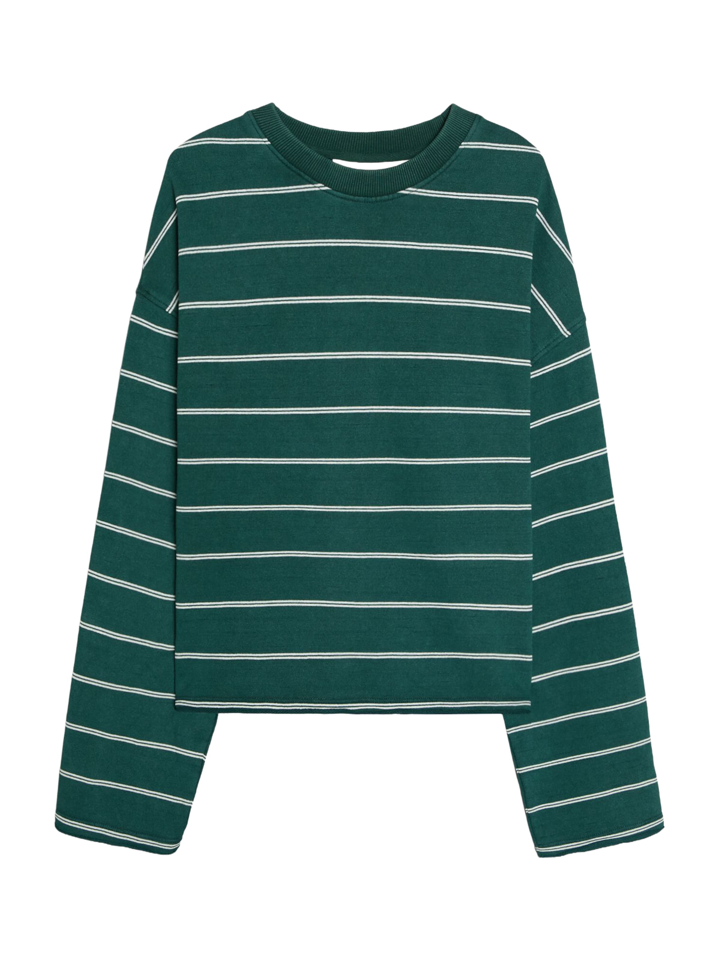 Bershka Sweatshirt i XS i smaragd / hvid, Produktvisning
