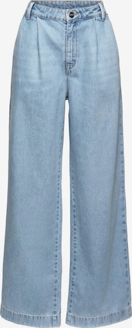 ESPRIT Wide leg Bandplooi jeans in Blauw: voorkant