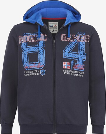 Jan Vanderstorm Zip-Up Hoodie 'Goswin' in Blue: front