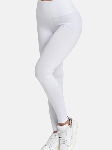 Coupe slim Leggings 'aus Baumwolle mit hohem Bund' Evoni en blanc