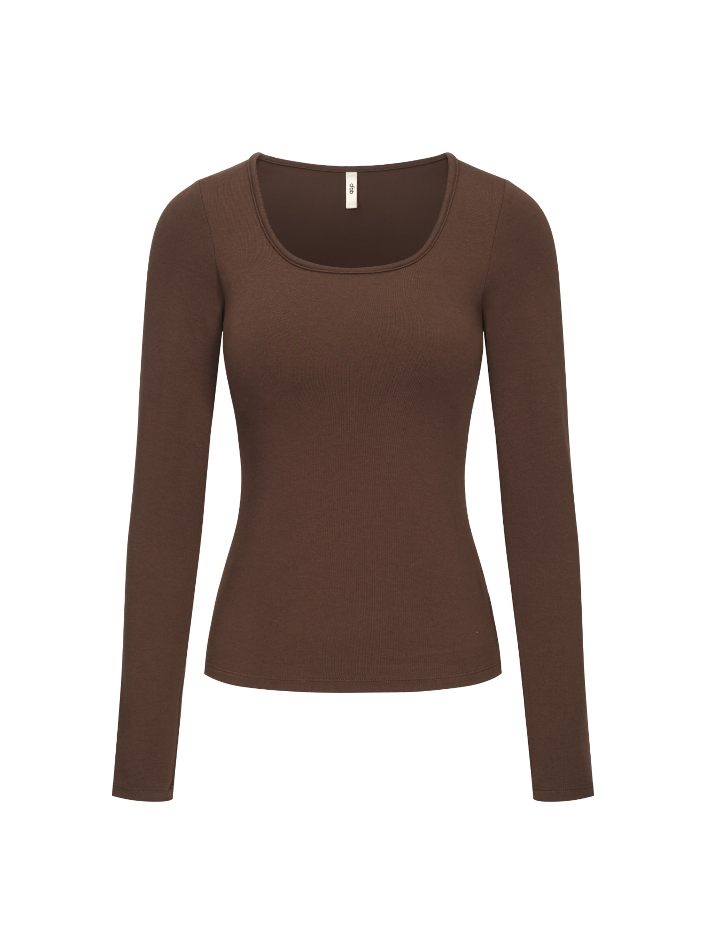 cfab (formerly creamy fabrics) Top 'Cotton Long Sleeve mit integriertem Wireless Bra' in Bruin: voorkant