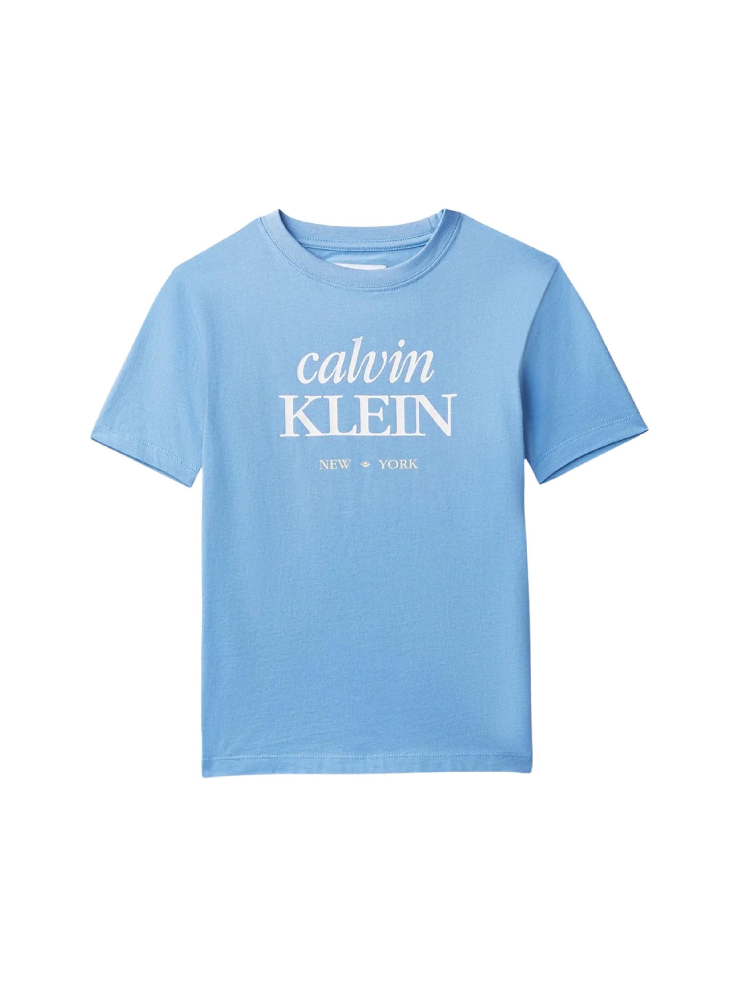 T-Shirt 'LOGO SS T-SHIRT' Calvin Klein Kids en bleu : devant