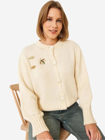 Bianco Lucci Gebreid vest in Beige