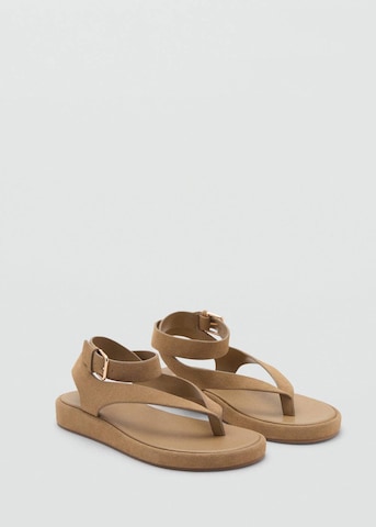 MANGO T-Bar Sandals 'Sue' in Beige