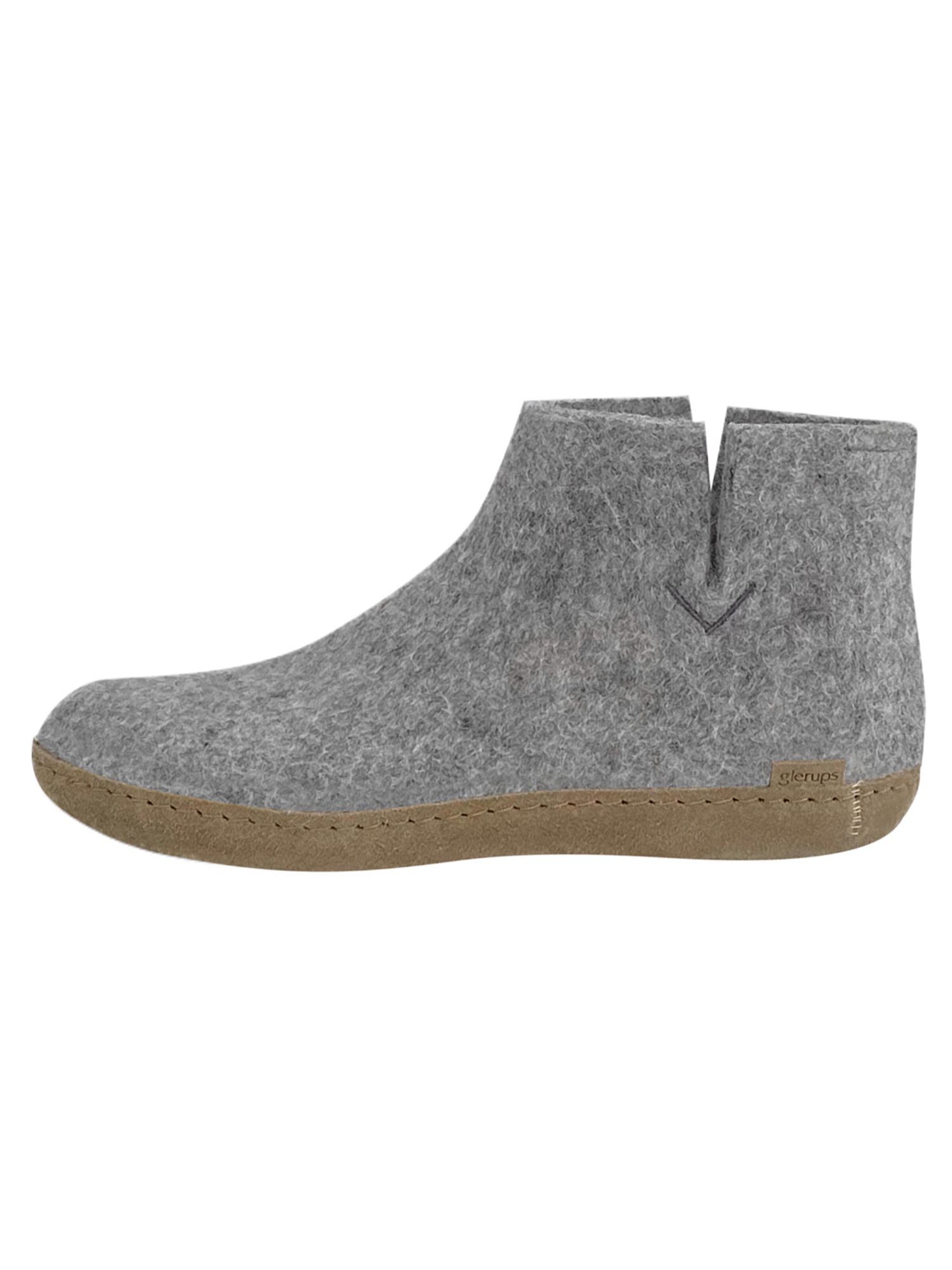 Glerups Slipper 'Ledersohle' in Grey: front