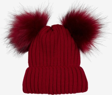 styleBREAKER Beanie 'Kinder Bommelmütze mit zwei Bommel' in Red: front