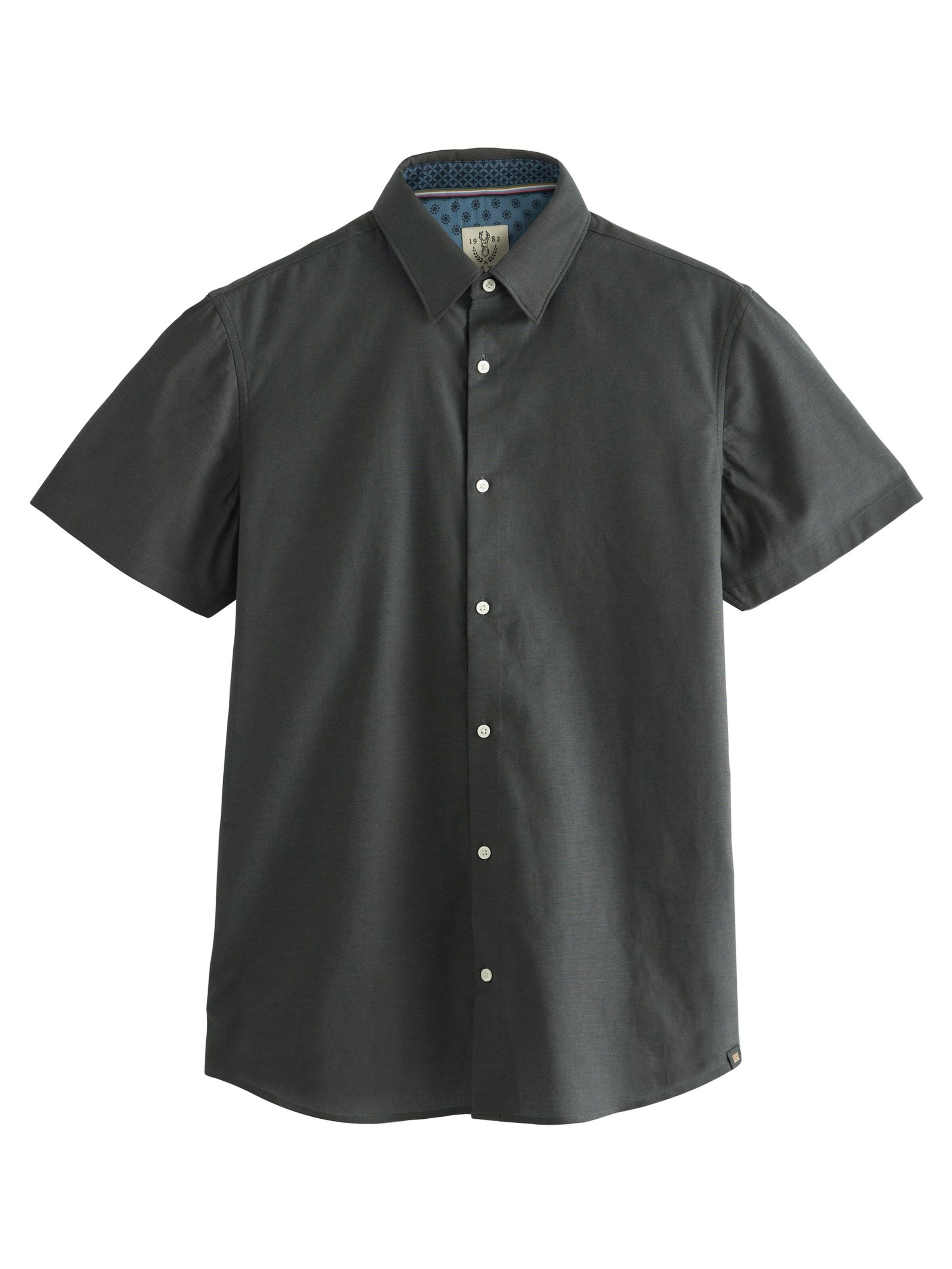 Next Slim fit Button Up Shirt in Grey: front