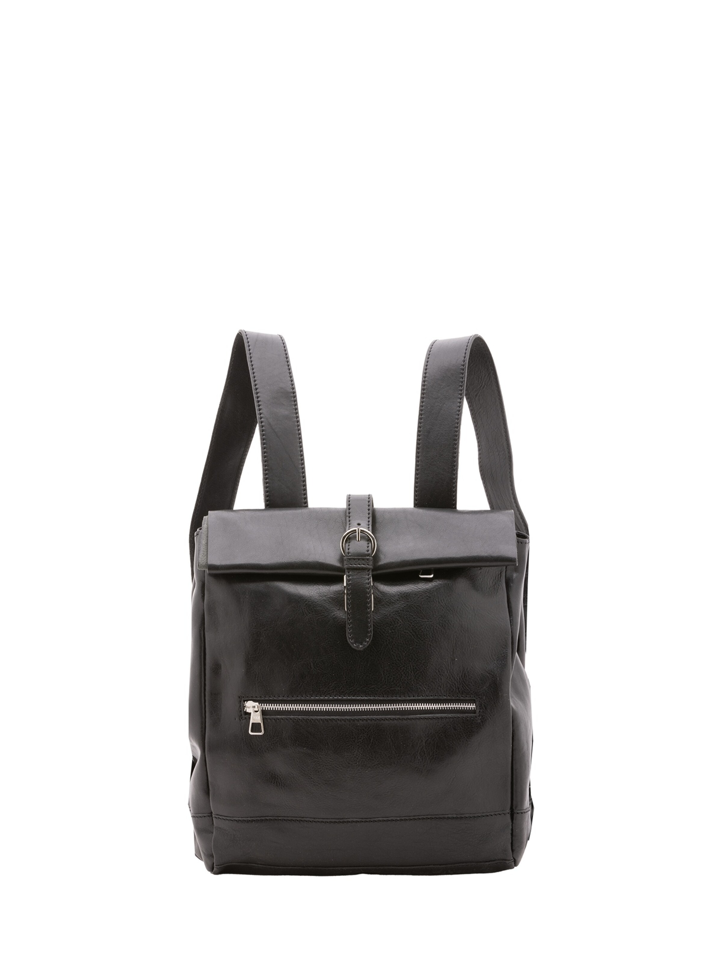 Zaino 'Zaino unisex vera pelle Alessia Firenze - Chiusura a scatto' di Alessia Firenze in nero: frontale