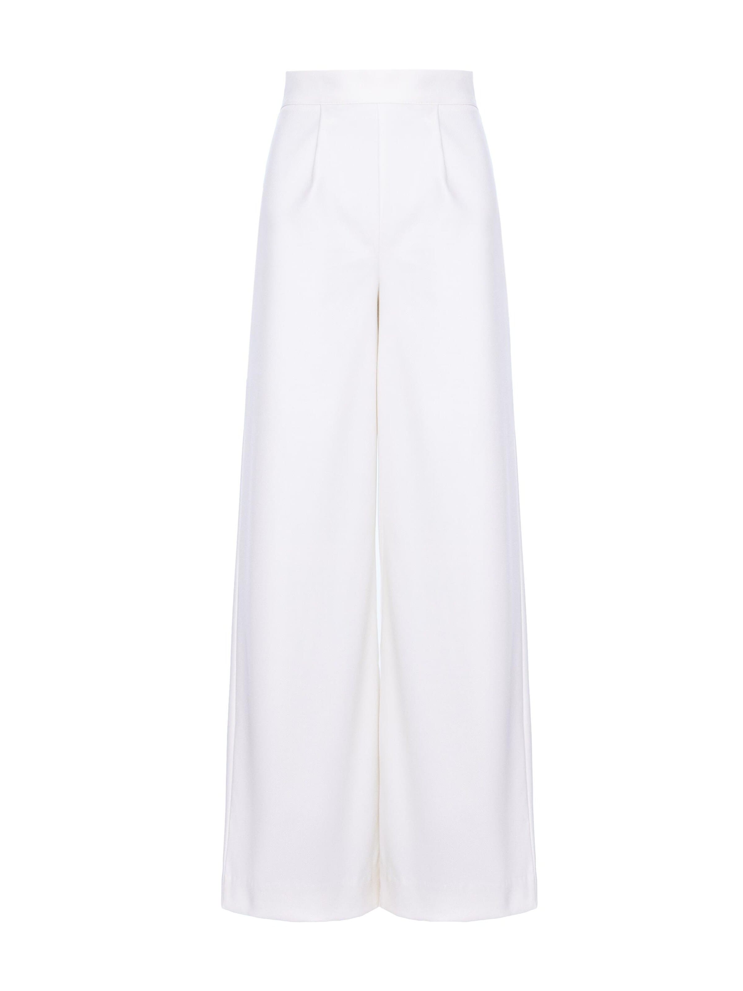 AVENUE N°29 Wide leg Broek 'Wool Wide Leg' in Wit: voorkant