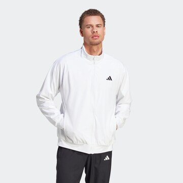 ADIDAS PERFORMANCE Athletic Zip-Up Hoodie 'Velour Pro' in White: front