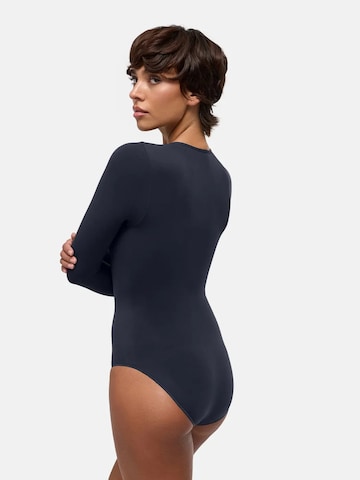 cfab - Body moldeador 'Clean Longsleeve Crewneck Sculpting Bodysuit with Slip' en azul