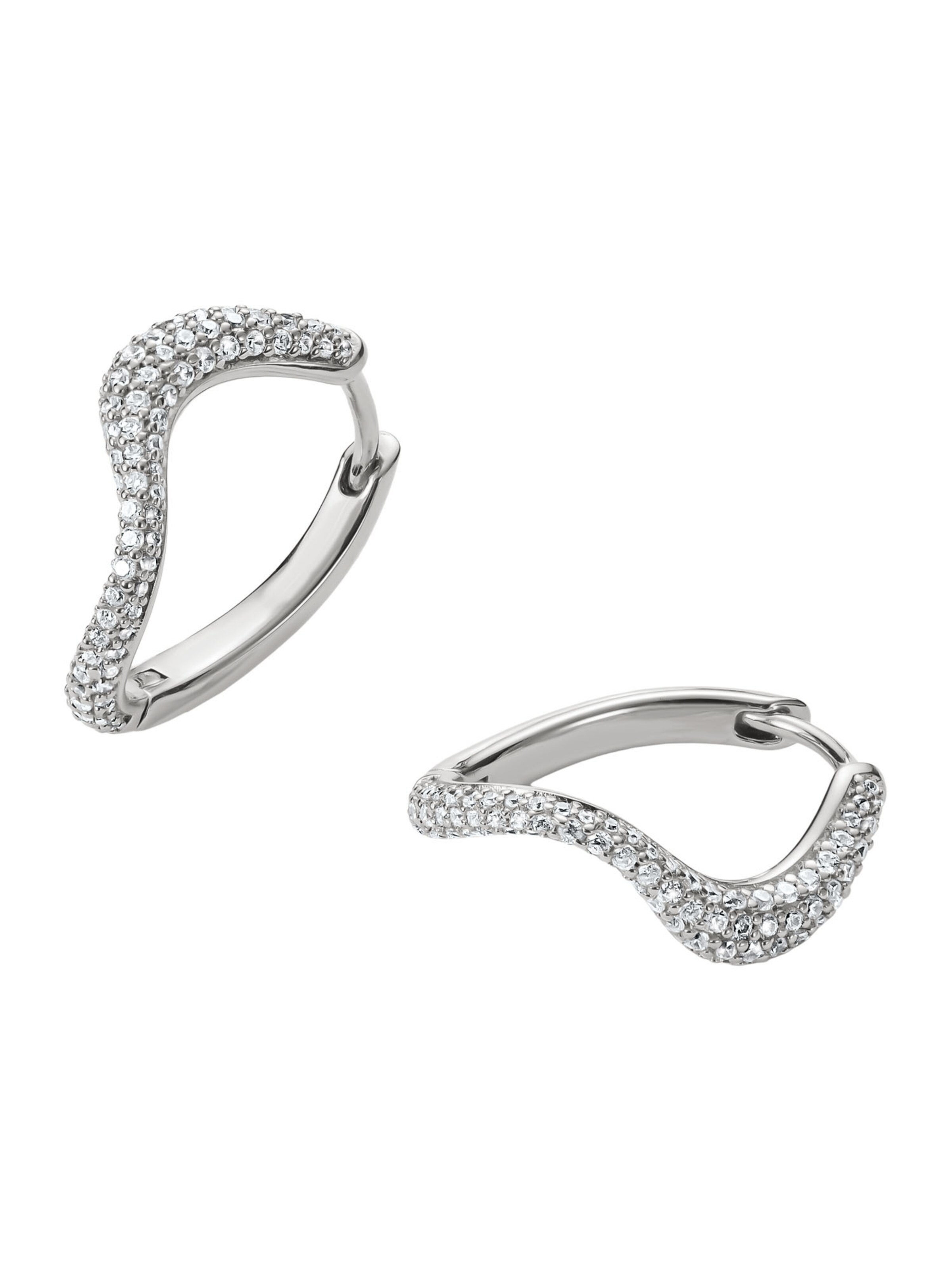Thomas Sabo Creolen in Wellenform mit weißen Zirkonia in Silber