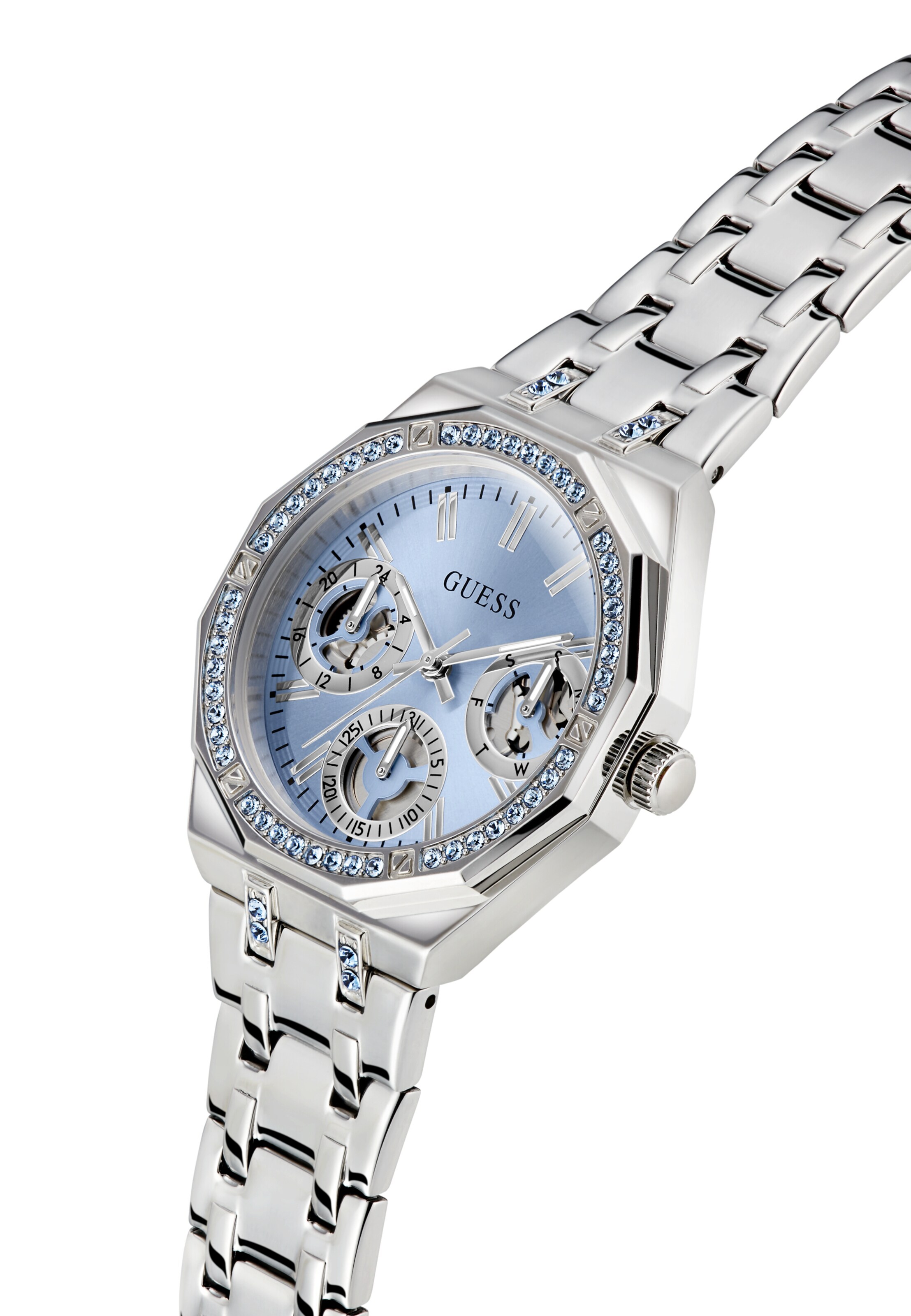 GUESS Analogt ur 'QUINN' i sølv