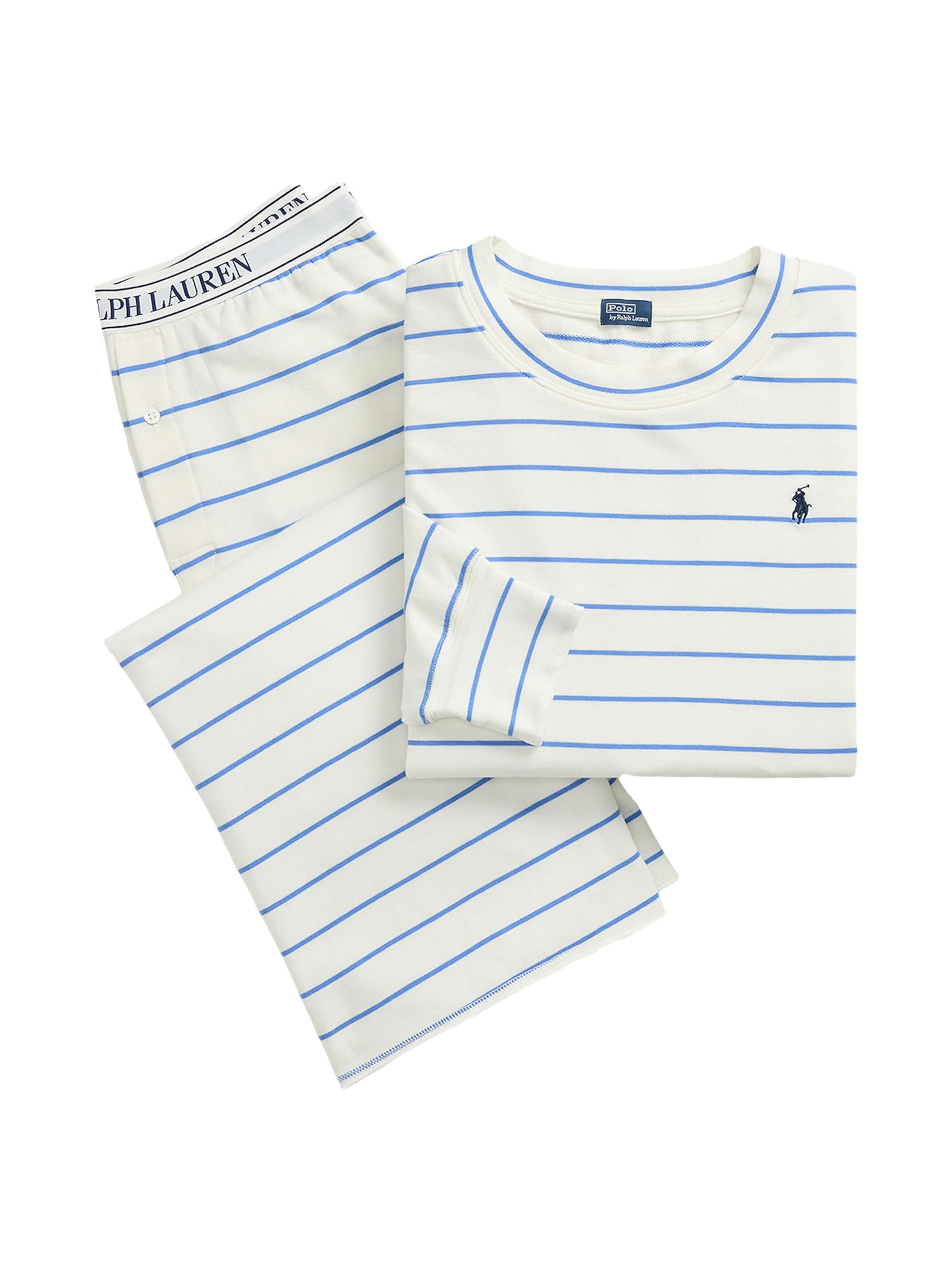 Polo Ralph Lauren Pajama ' Sweatshirt & Wide Leg Set - Club Terry ' in White: front