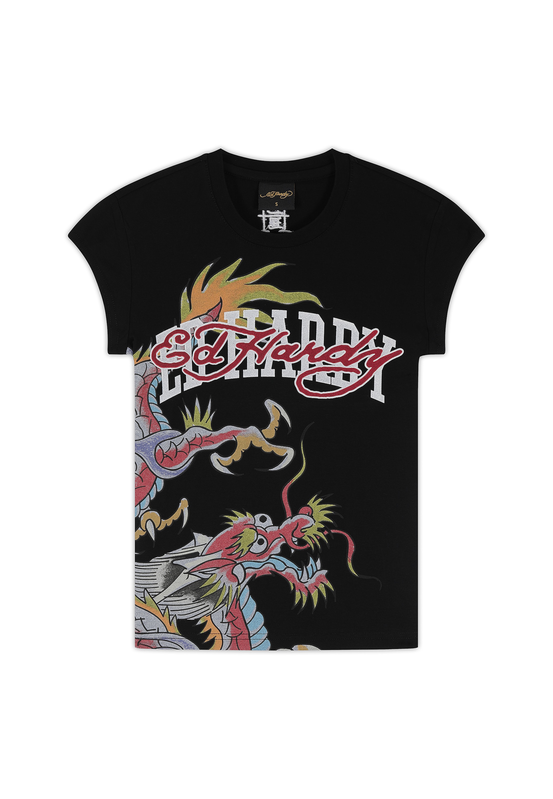 juoda Ed Hardy Marškinėliai 'Varsity Dragon': priekis