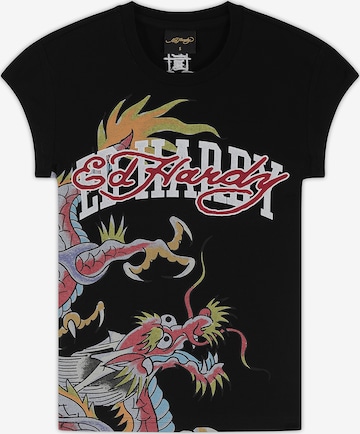 juoda Ed Hardy Marškinėliai 'Varsity Dragon': priekis
