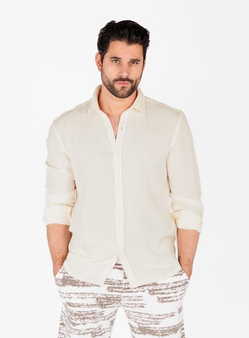 Key Largo - Ajuste regular Camisa 'MSH FINCA' en blanco