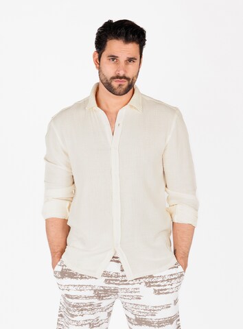 Key Largo - Regular Fit Camisa 'MSH FINCA' em branco