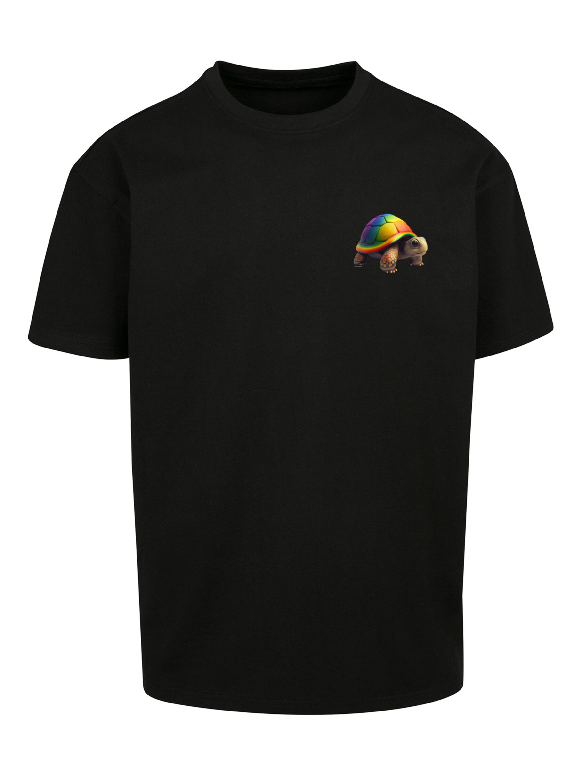 T-Shirt 'Rainbow Turtle' F4NT4STIC en noir : devant