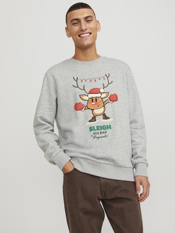 JACK & JONESSweater majica 'X-Mas' - siva boja: prednji dio