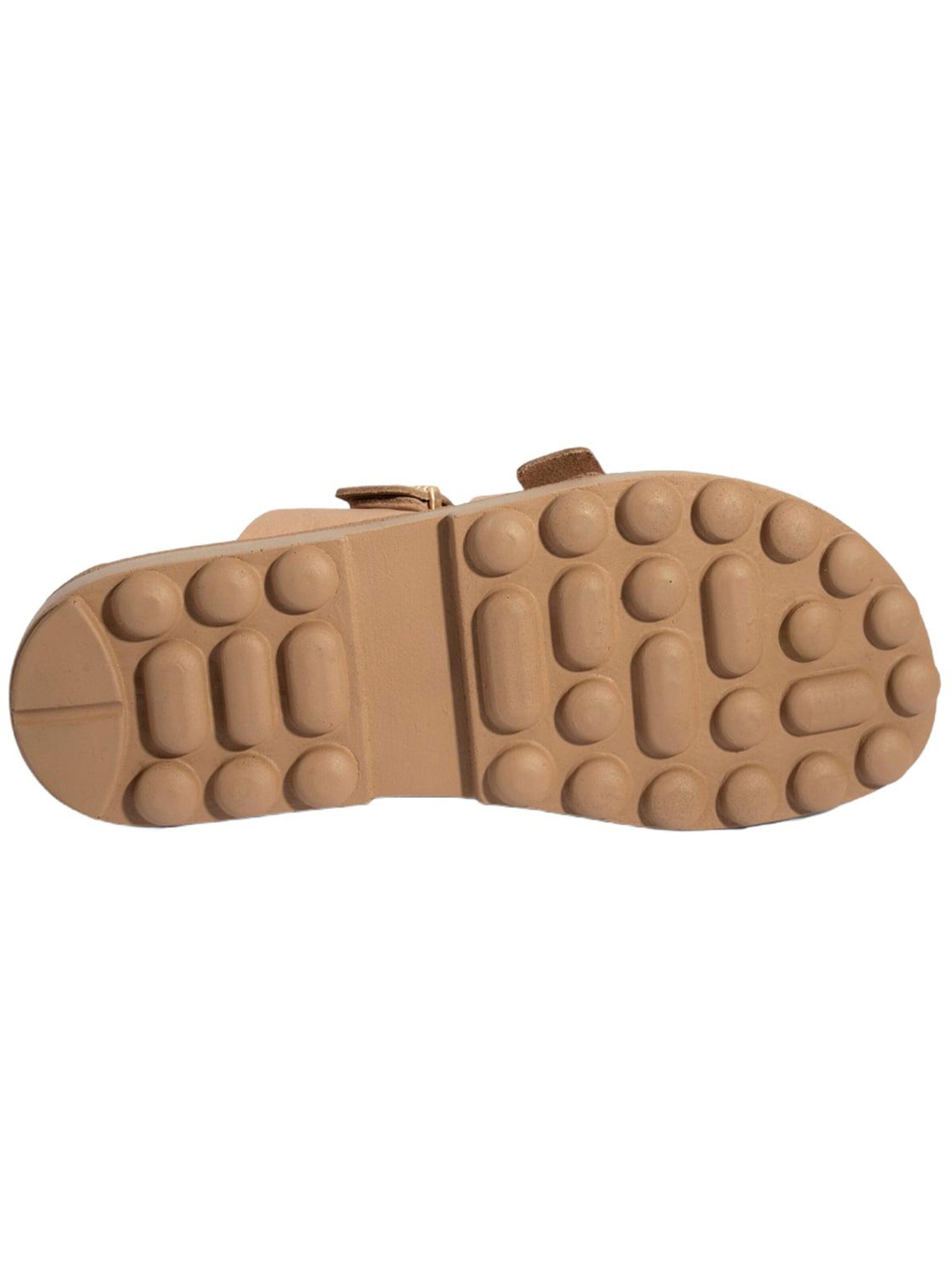 Desa Slipper 'DESA Damen-Keilsandalen aus Nubukleder mit Schnallendetail' in Beige