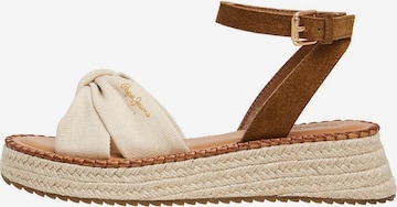 Sandales à lanières 'Kate Bass' Pepe Jeans en beige : devant
