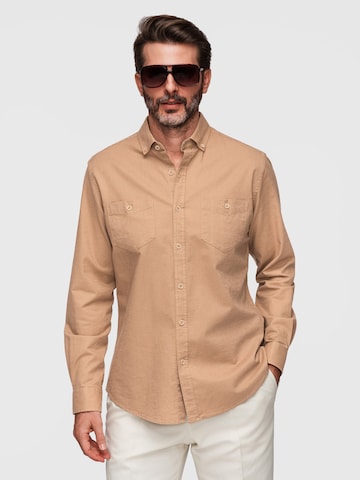 Ombre Button Up Shirt in Brown: front