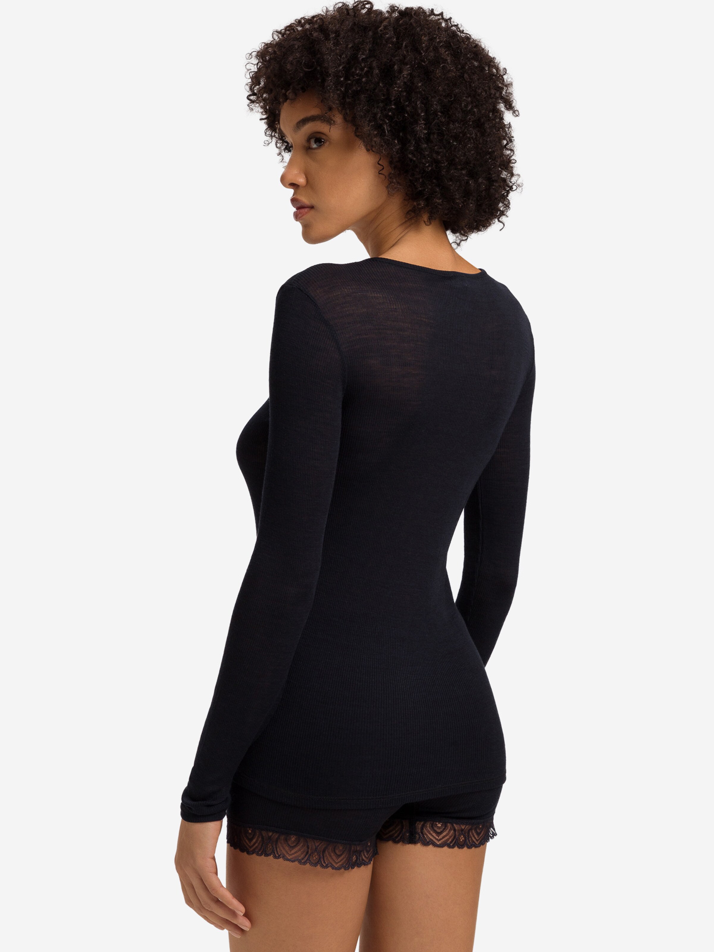 T-shirt ' Woolen Lace ' Hanro en noir