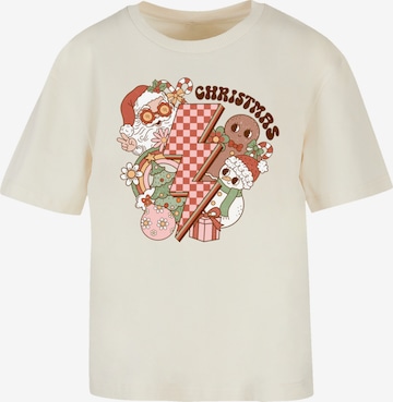 F4NT4STIC Shirt 'Groovy Christmas Flash' in Beige: voorkant