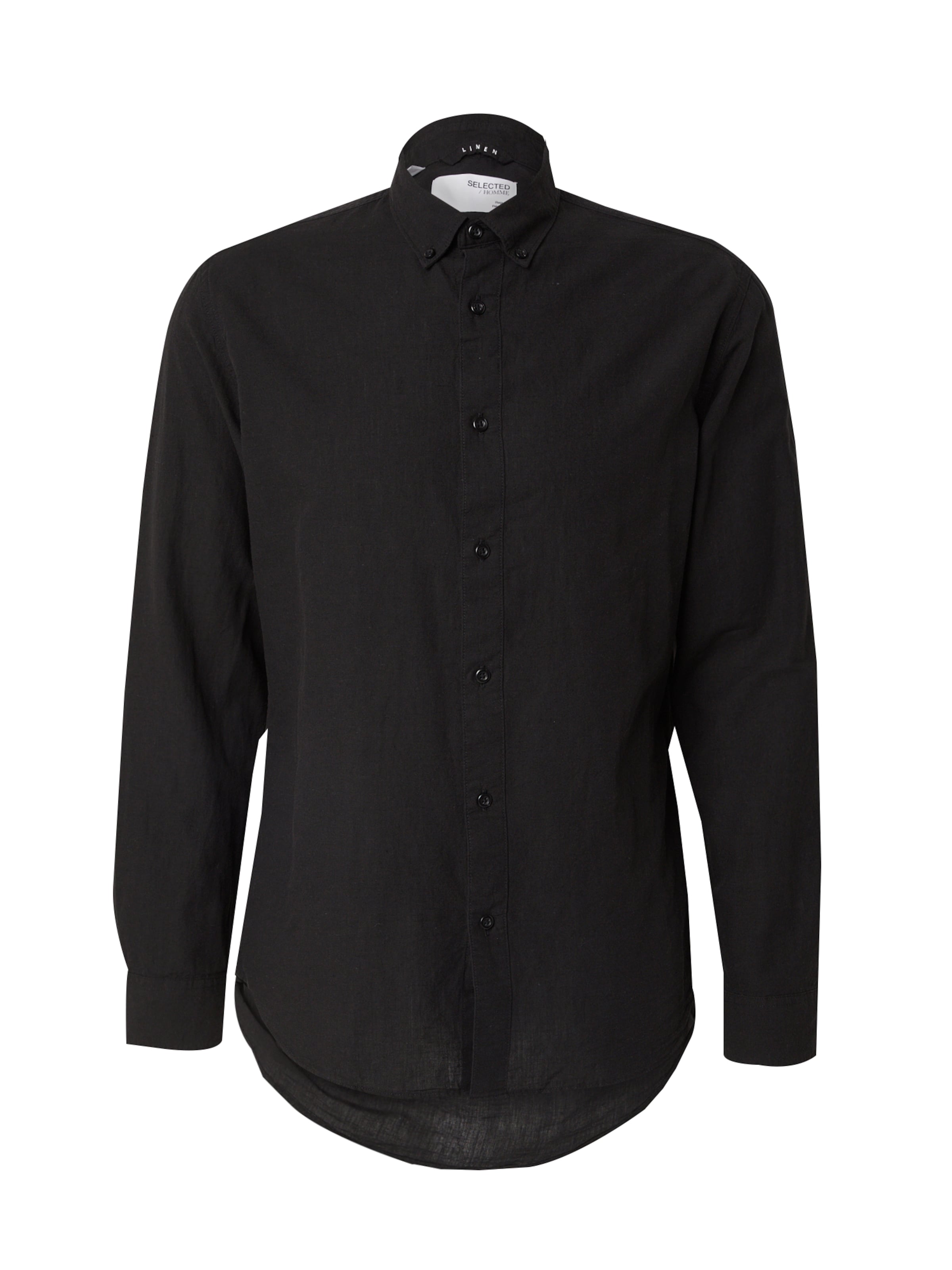 SELECTED Regular fit Button Up Shirt 'SLHSUN' in Black: front