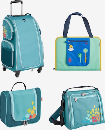 HABA Set ' Schranktrolley 4 Rollen, Trolleytasche, Kreativtasche und Kulturbeutel ' in Blue: front