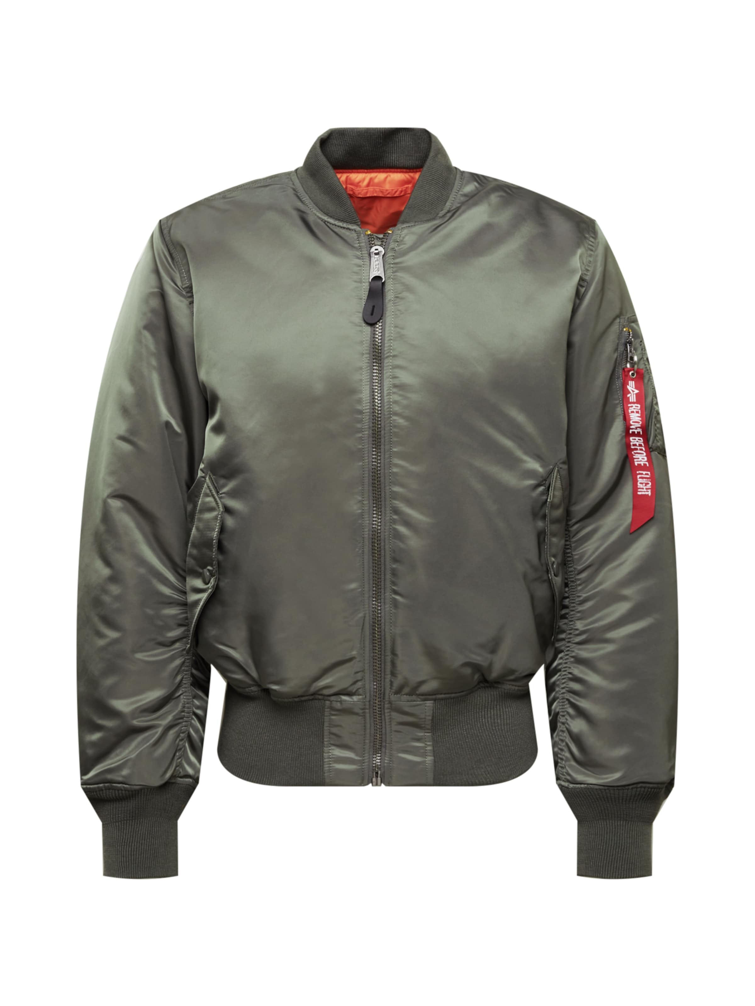 ALPHA INDUSTRIES Φθινοπωρινό και ανοιξιάτικο μπουφάν 'MA-1' σε πράσινο: μπροστά
