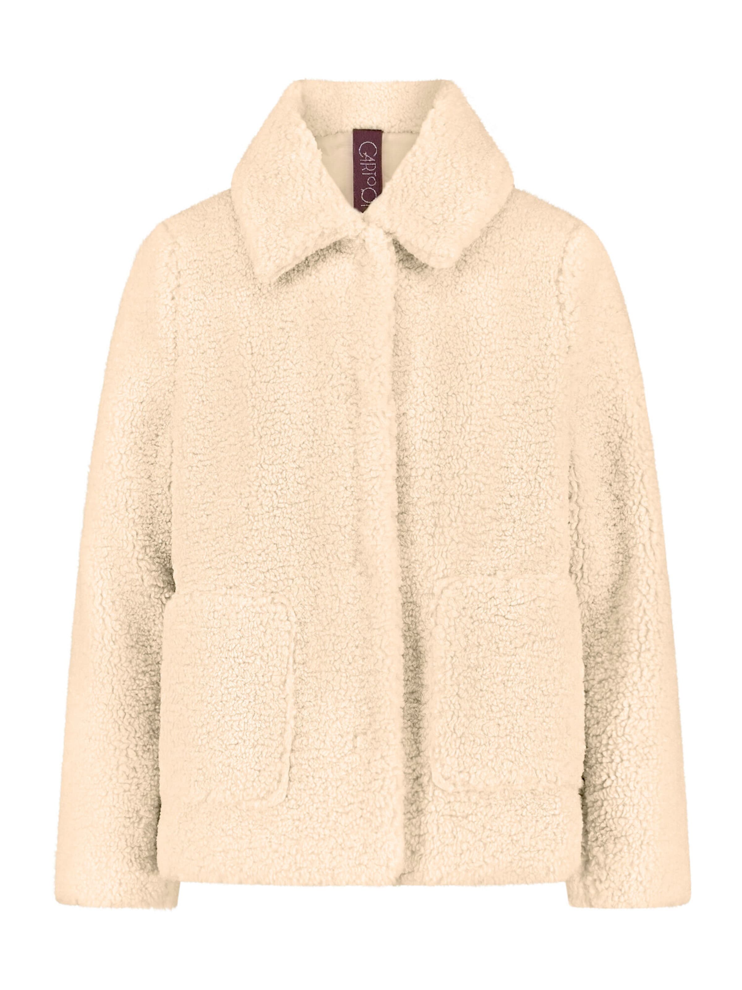 Cartoon Plüschjacke mit Kragen in Beige: Vorderseite