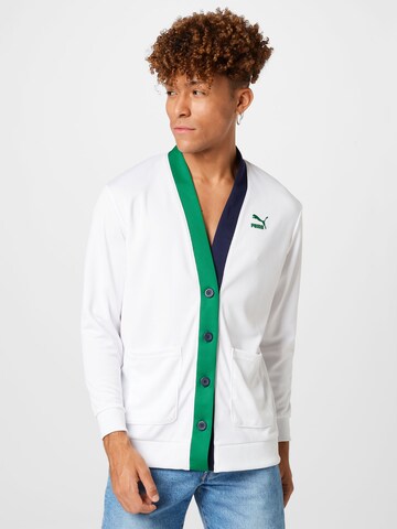 PUMA Knit Cardigan in White: front