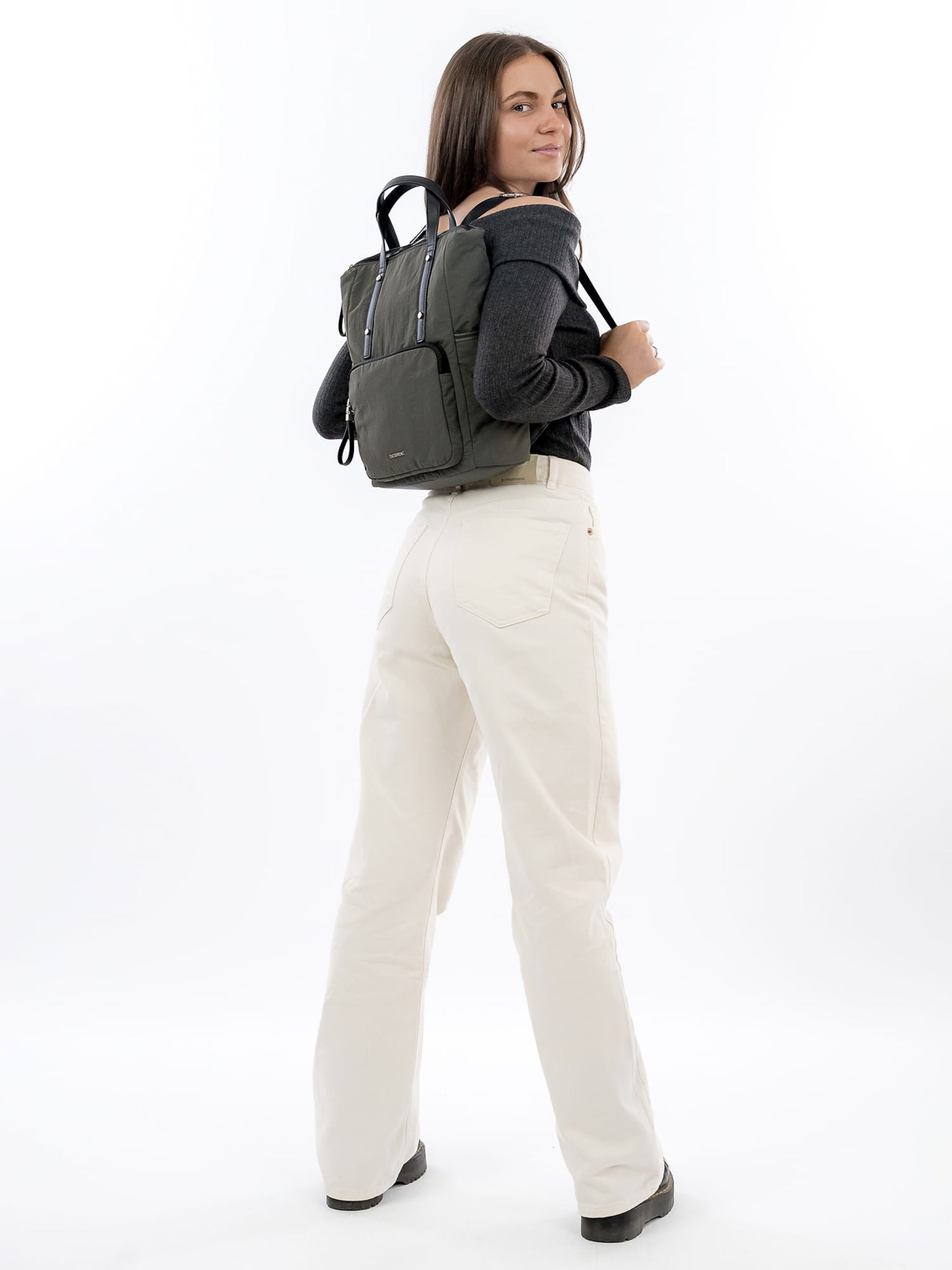 Emily & Noah Backpack ' E&N Hazel ' in Grey: front
